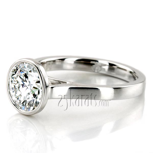 6.5 mm Moissanite Bezel Set Modern Solitaire Engagement Ring - view 2