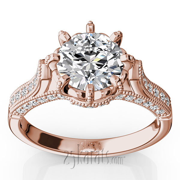 6.5 mm Moissanite Antique Crown 8-Prong Diamond Engagement Ring (1/3 ct. t.w.) - view 3