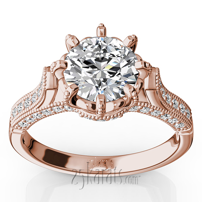 6.5 mm Moissanite Antique Crown 8-Prong Diamond Engagement Ring (1/3 ct. t.w.) - view 3 of 9