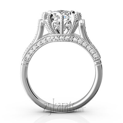 6.5 mm Moissanite Antique Crown 8-Prong Diamond Engagement Ring (1/3 ct. t.w.) - view 7 of 9