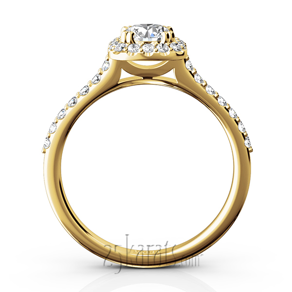 6.5 mm Moissanite Cushioned Halo Micro Pave Diamond Engagement Ring (0.40ct. t.w.) - view 4