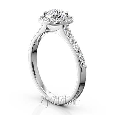 6.5 mm Moissanite Cushioned Halo Micro Pave Diamond Engagement Ring (0.40ct. t.w.) - view 5 of 6