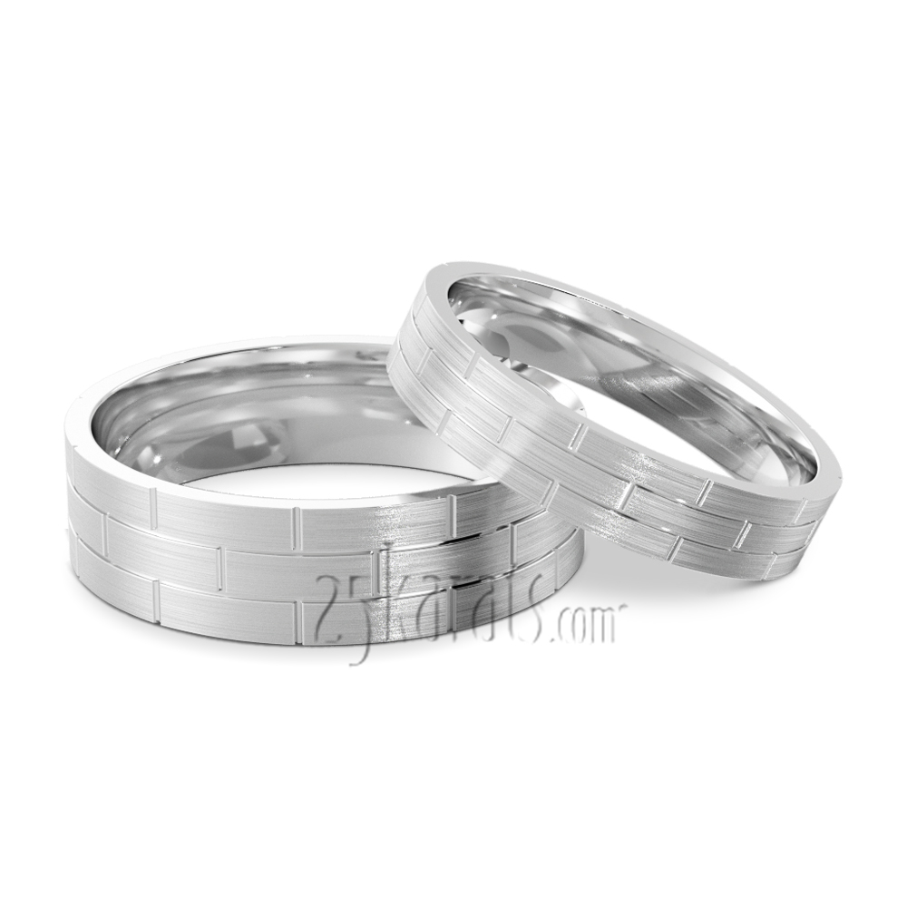 Rectangle Design Fancy Lightweight Wedding Band Set - view 1