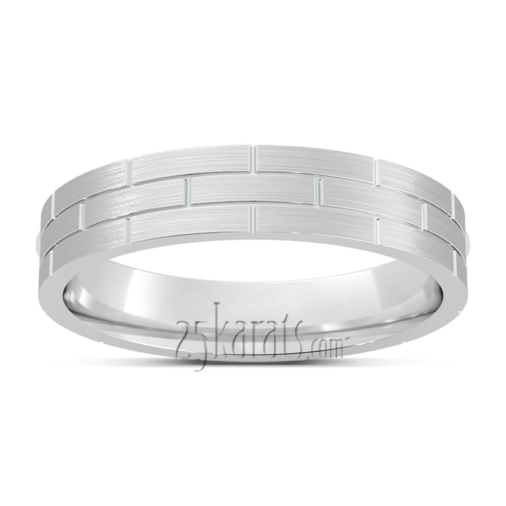 Rectangle Design Fancy Lightweight Wedding Band Set - view 3