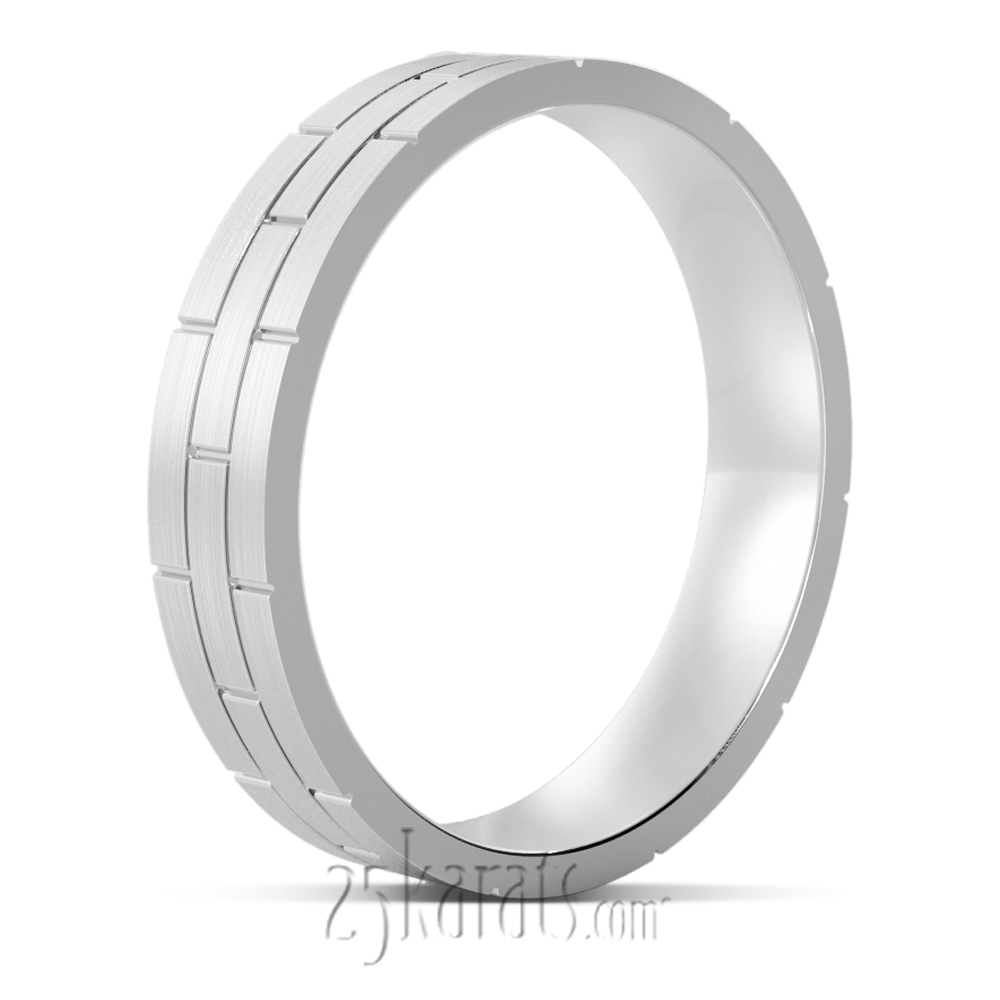 Rectangle Design Fancy Lightweight Wedding Band Set - view 5