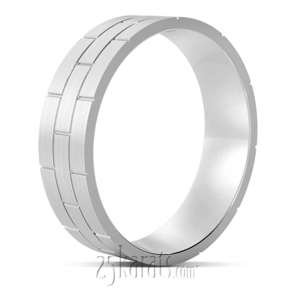 Rectangle Design Fancy Lightweight Wedding Band Set - view 9