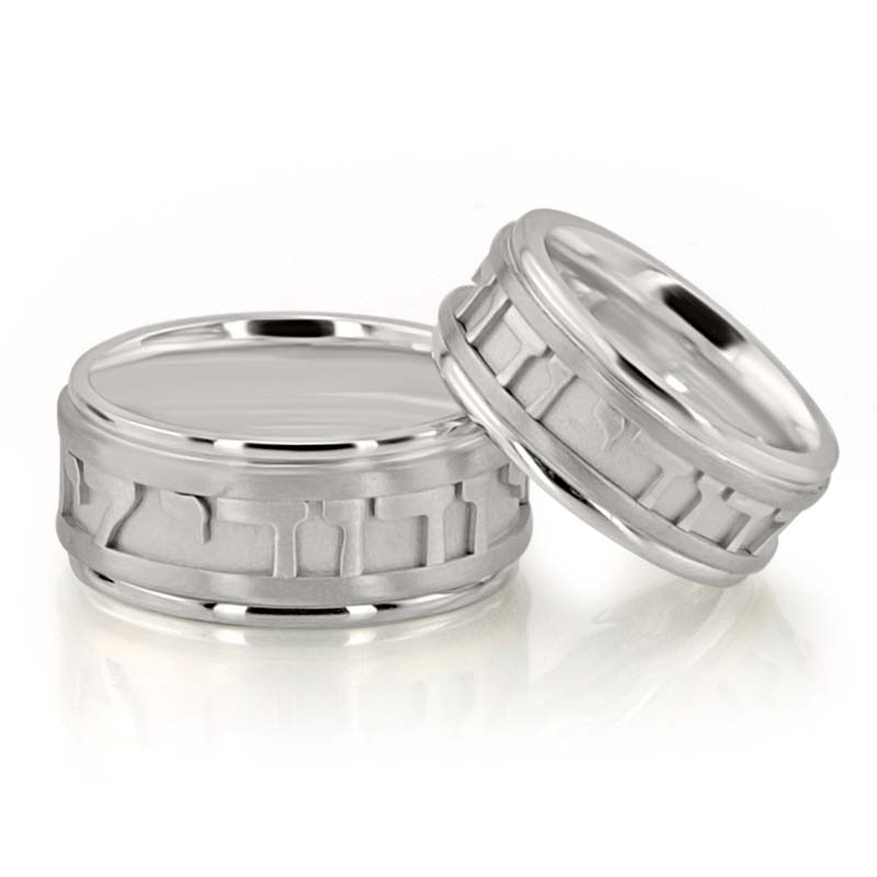 Exclusive Jewish Wedding Band Set - view 3