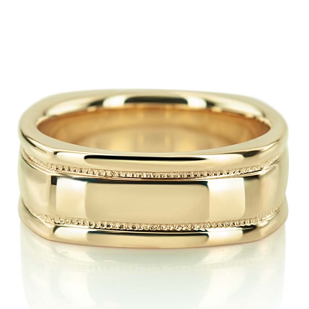 Traditional Milgrain Square Wedding Band  - view 7