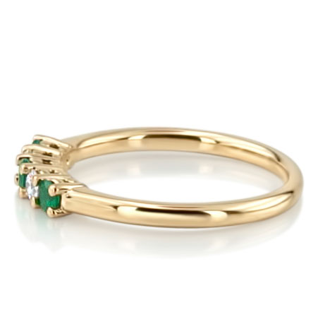 Emerald & Diamond Alternating Anniversary Band - view 4