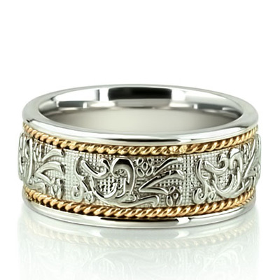 Floral Carved Antique and Braided Wedding Band  - view 7 of 7