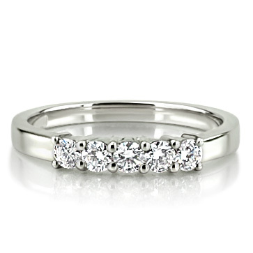 5 Stone Low Set Shared Closed Basket Diamond Anniversary Ring (0.35 ct. tw.) - view 5 of 6