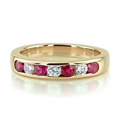  Channel Set Round Ruby & Diamond Anniversary Band - view 3 of 5