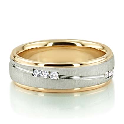 Two Tone Wave Design Diamond Wedding Bands Sets - view 5