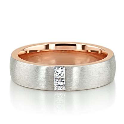 Rose/White Gold Two Tone Princess Cut Diamond Wedding Band - view 2