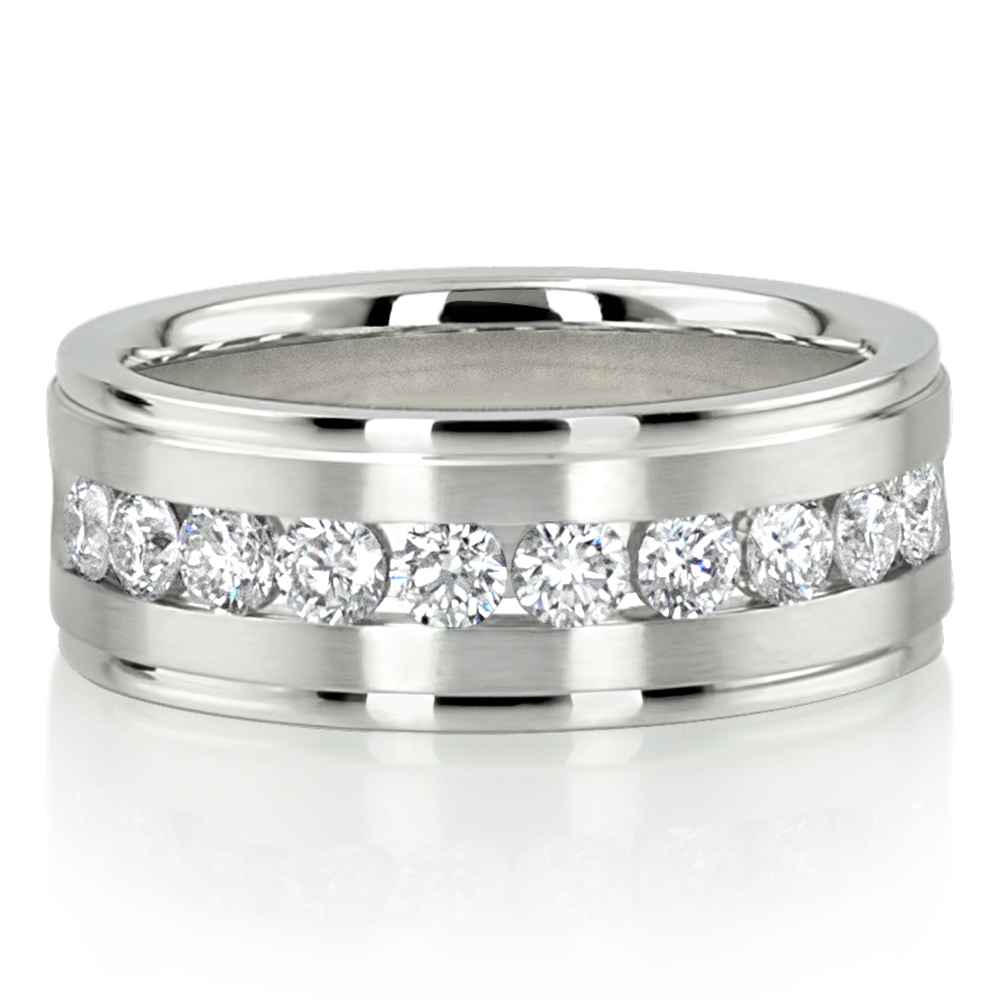 Step Edge Channel Diamond Wedding Ring - view 4