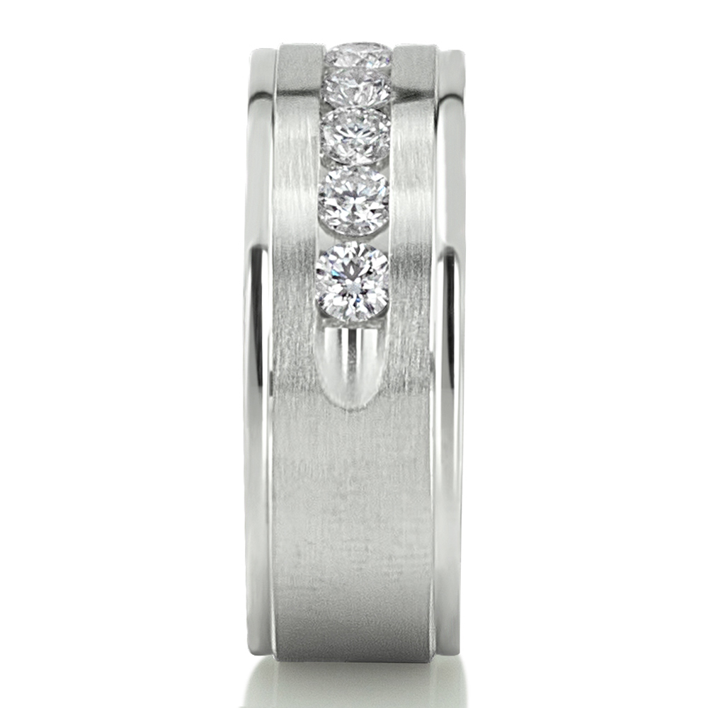 Step Edge Channel Diamond Wedding Ring - view 5