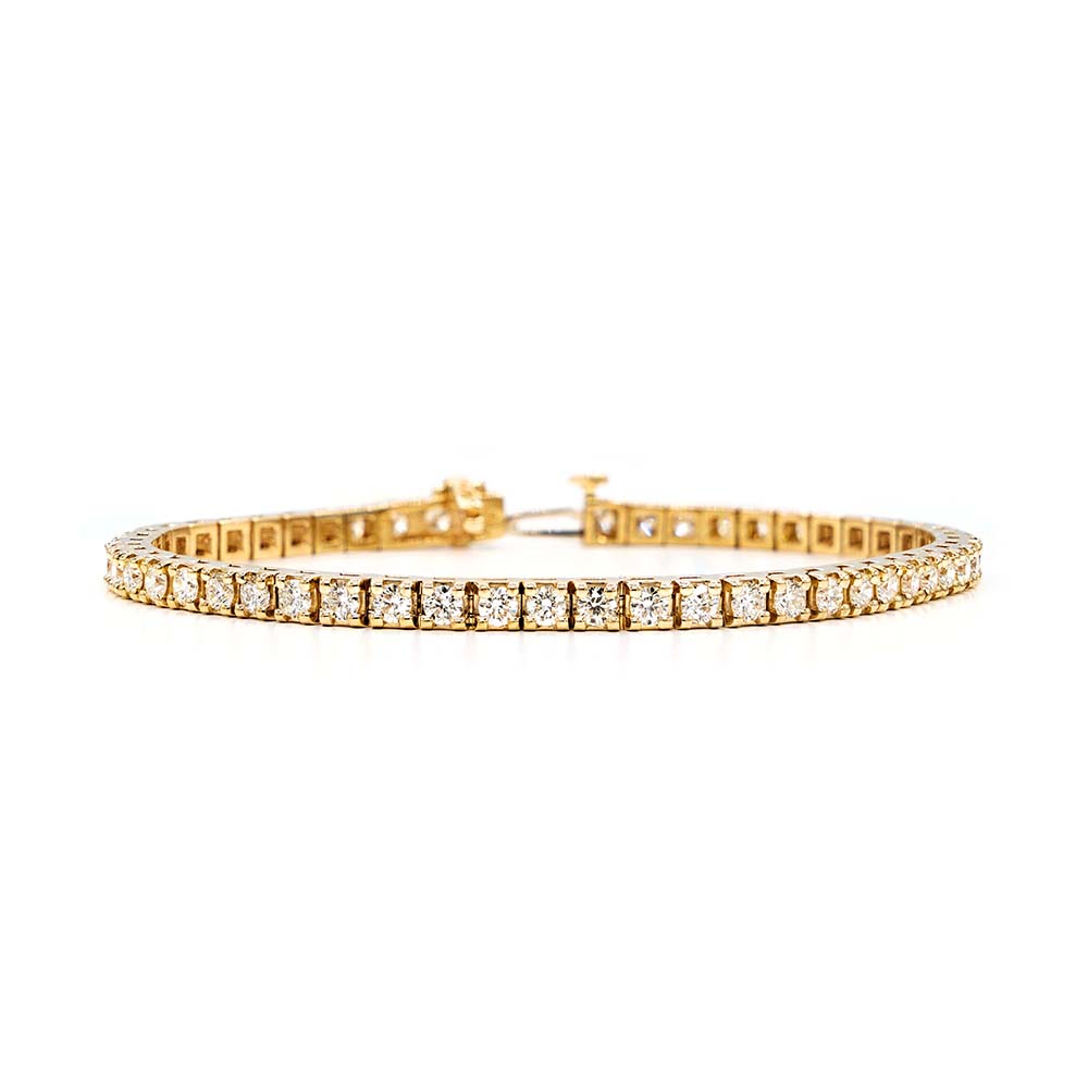 Boxy Style Diamond Tennis Bracelet 4.00ct  - view 2