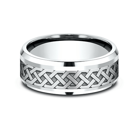 Benchmark 8mm Comfort Fit Drop Bevel Celtic Knot Design Band - view 4