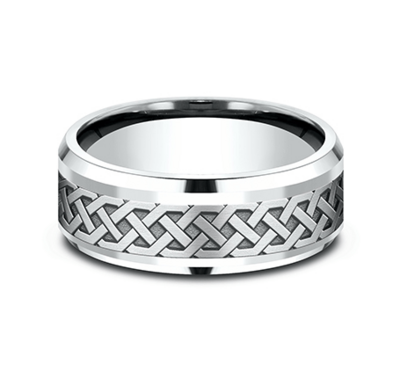 Benchmark 8mm Comfort Fit Drop Bevel Celtic Knot Design Band - view 4 of 5