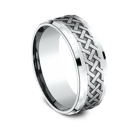 Benchmark 8mm Comfort Fit Drop Bevel Celtic Knot Design Band - view 5