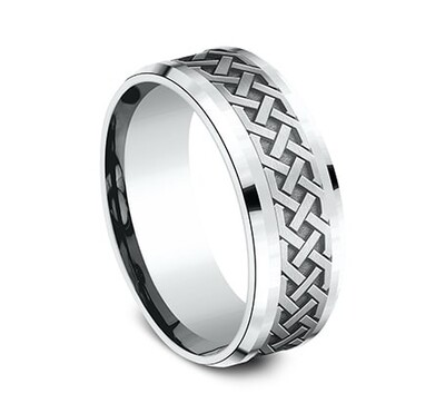 Benchmark 8mm Comfort Fit Drop Bevel Celtic Knot Design Band - view 5 of 5