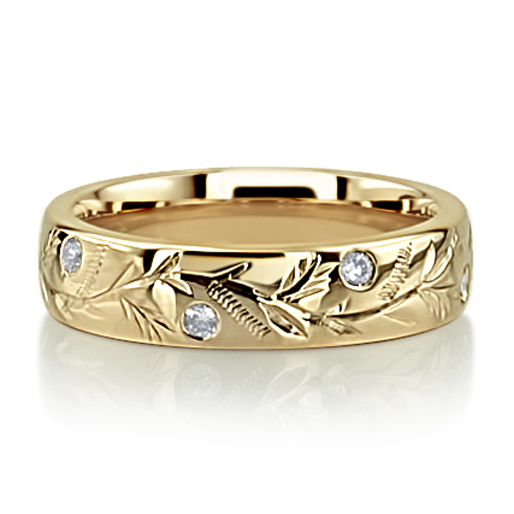 Chic Diamond Floral Wedding Band - view 3