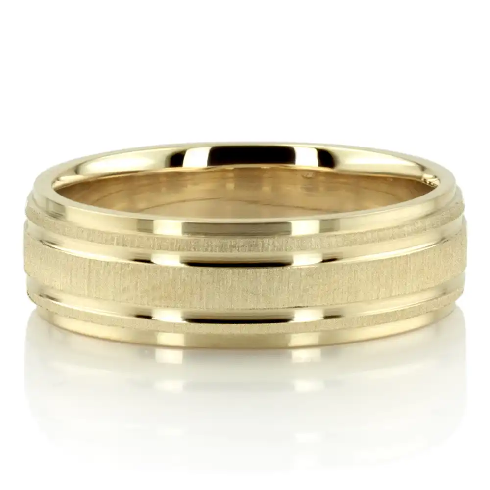 Chic Brushed Basic Carved Wedding Ring - view 8