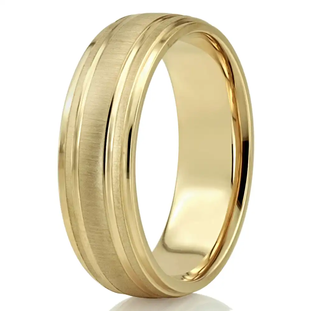 Chic Brushed Basic Carved Wedding Ring - view 9