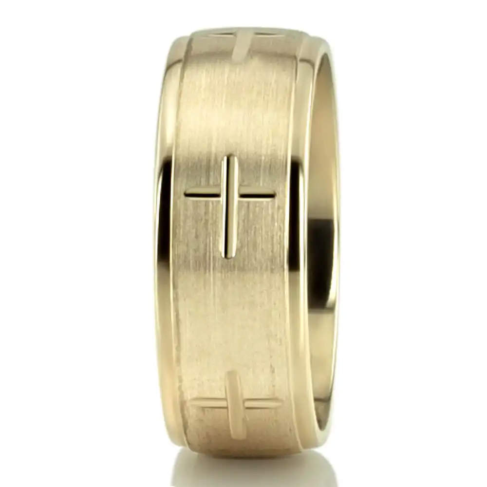 Exquisite Cross Carved Design Wedding Ring  - view 5