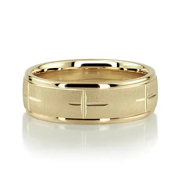 Exquisite Cross Carved Design Wedding Ring  - view 7