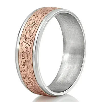 Benchmark 8mm Comfort Fit Victorian Floral Design Band - view 13 of 13