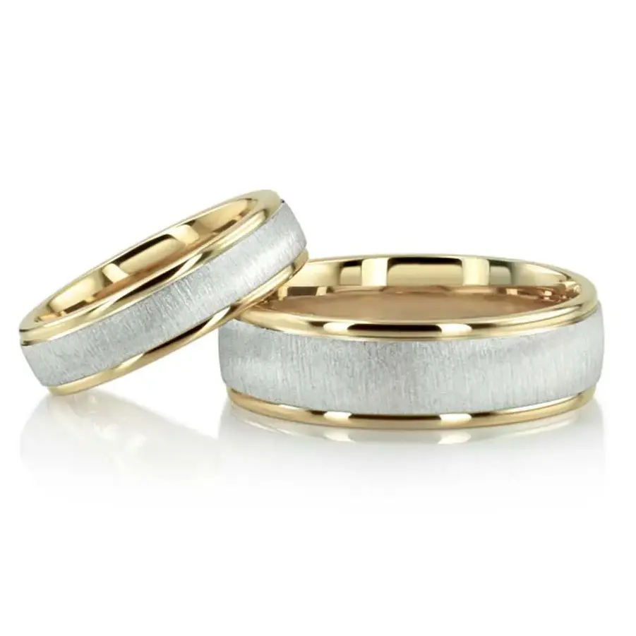 Brushed Basic Designer Wedding Band Set - view 1