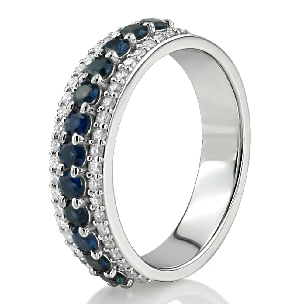 Diamond Cut Sapphire and Brilliant Diamond Anniversary Band (1/2 ct. tw.) - view 2