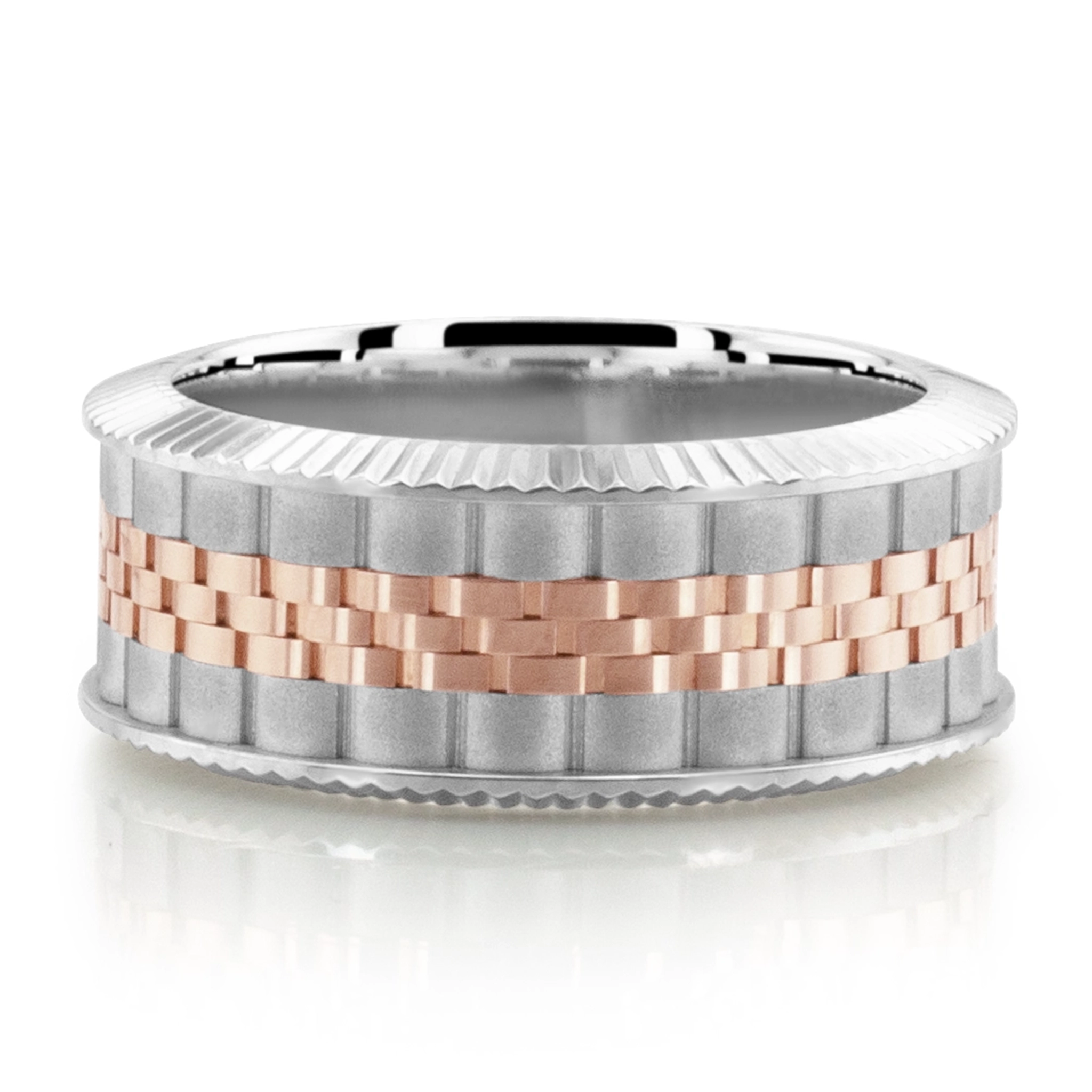 New Age Rolex Inspired Two Tone Wedding Band, 10K Gold (HM11901