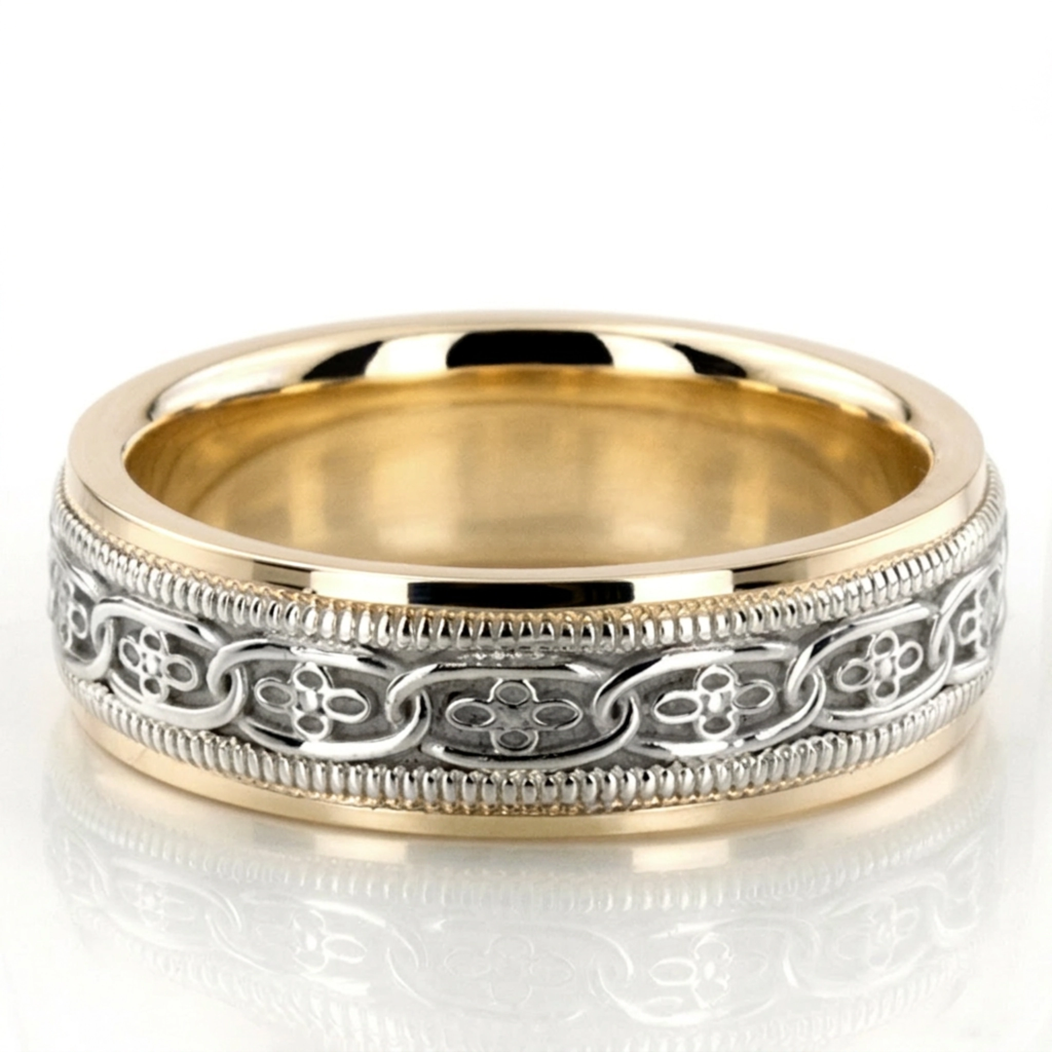 Classic Floral Carved Celtic Wedding Ring , 10K Gold (HC100238-10K