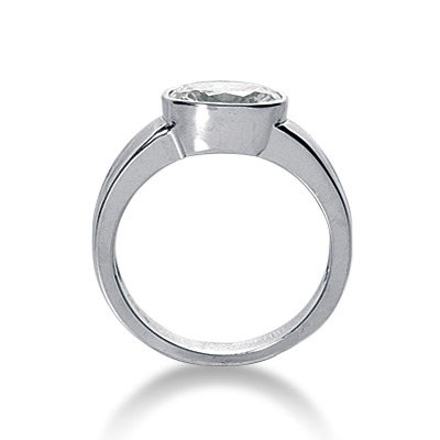 Oval Cut Bezel Set Engagement Ring  - view 2