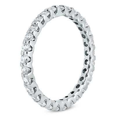 Contemporary Common Prong low Set Diamond Eternity Wedding Band (0.84 ct. tw.) - view 2