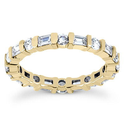 1.36 ct. Multi-Shape Bar Set Diamond Eternity Wedding Band - view 3