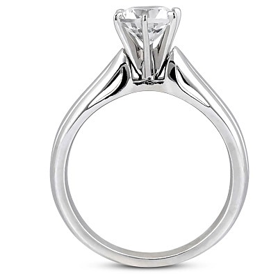 Engraved Six Prong Diamond Engagement Ring - view 2