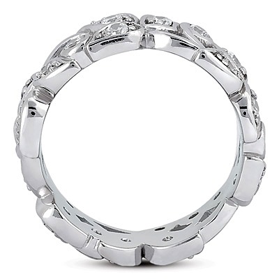 Floral Design 0.72 CT Diamond Eternity Wedding Band - view 2