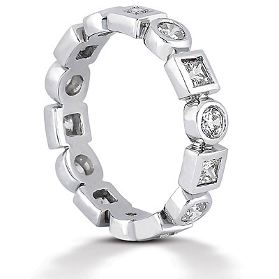 0.96 ct. Multi-Shape Bezel Set Diamond Eternity Wedding Band - view 3