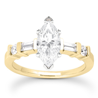 Multi-Shape Bar Set Diamond Bridal Ring (0.36 ct.tw.) - view 20