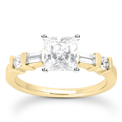 Multi-Shape Bar Set Diamond Bridal Ring (0.36 ct.tw.) - view 17