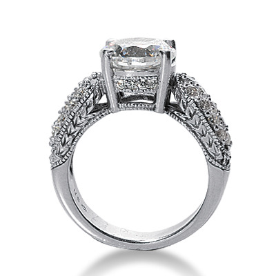 Pave Set Round Cut Fancy Engagement Ring (0.30 ct. t.w.) - view 2