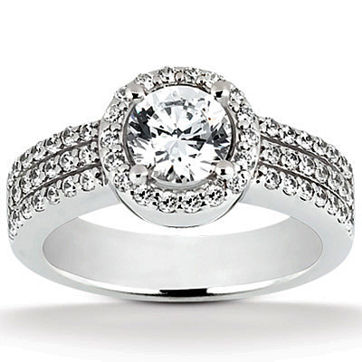 Halo Style Triple Row Diamond Engagement Ring (0.56 t.c.w.) - view 1 of 3