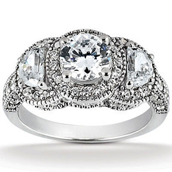 Half Moon Halo Set Diamond Engagement Ring (0.55 ct. t.w.)