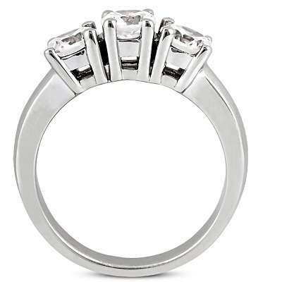 Three Stone Prong Set Diamond Ring With Airlines (1.05 t.c.w.) - view 2