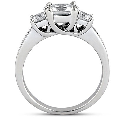 Three Stone Princess Cut Diamond Bridal Ring (90ct. t.w.) - view 2