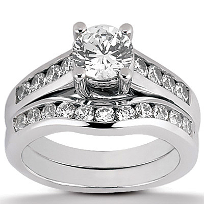 Trellis Round Cut Channel Set Diamond Bridal Ring (0.30 tcw.) - view 1