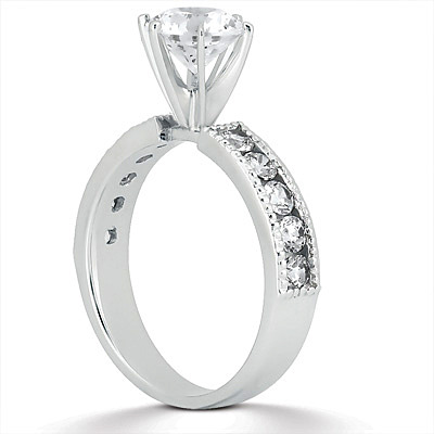 Milgrain Edge Channel Set Diamond Bridal Ring (0.50 t.c.w.) - view 2